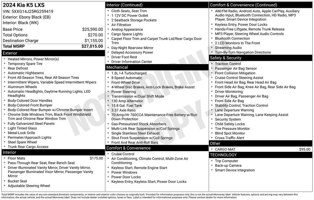 Used 2024 Kia K5 LXS Sedan