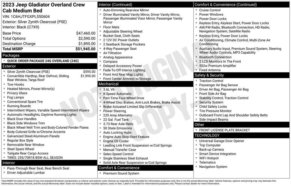 Used 2023 Jeep Gladiator Overland Truck Crew Cab