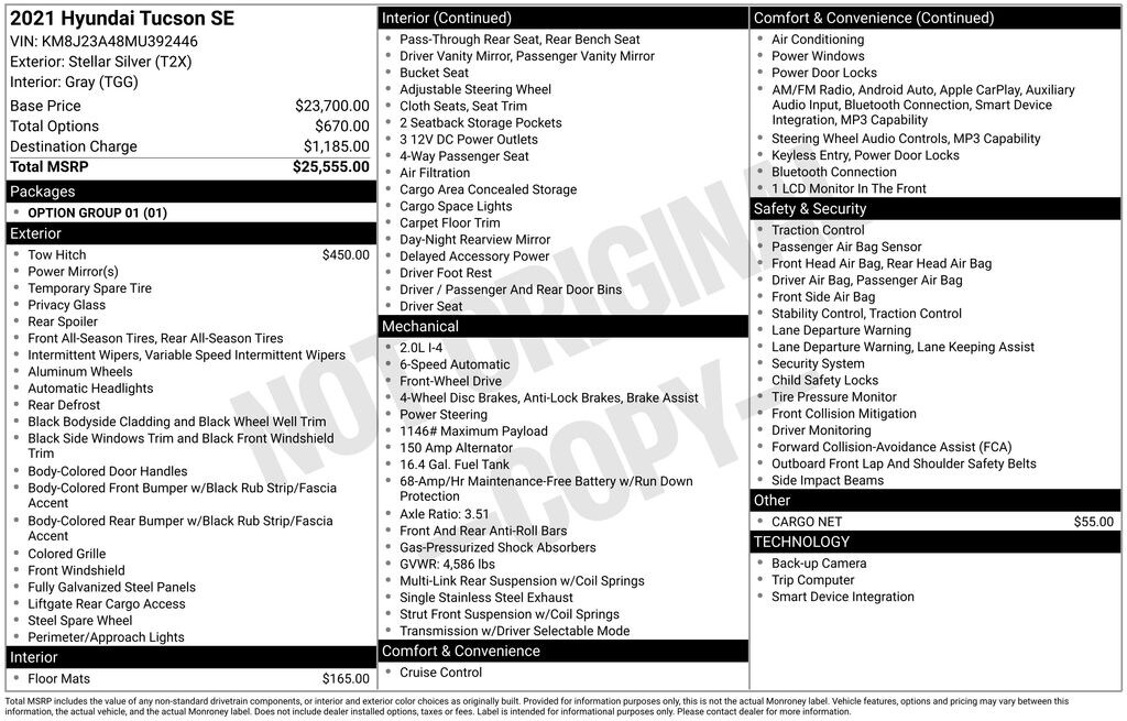 Used 2021 Hyundai Tucson SE SUV
