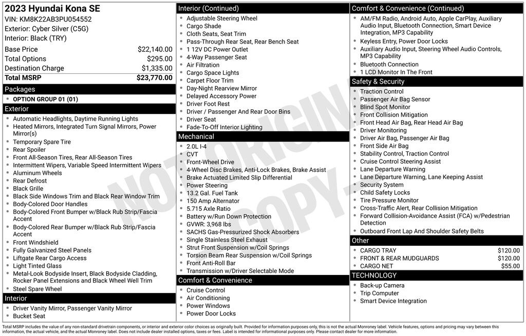 Certified 2023 Hyundai Kona SE SUV