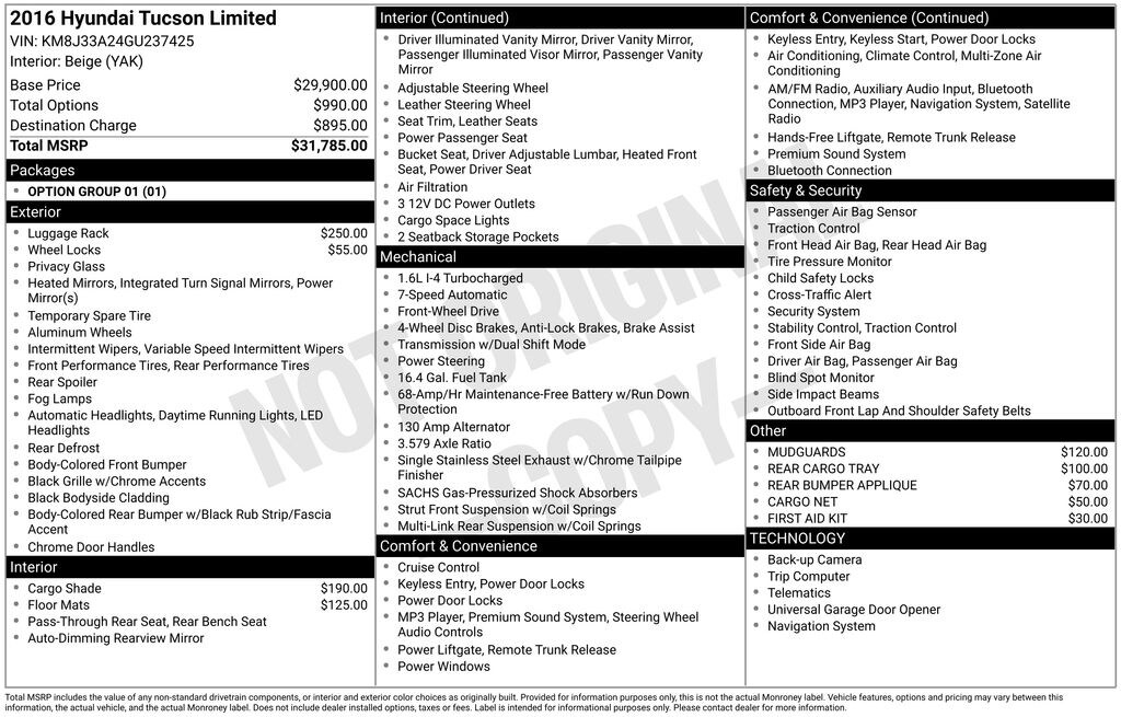 Used 2016 Hyundai Tucson Limited SUV