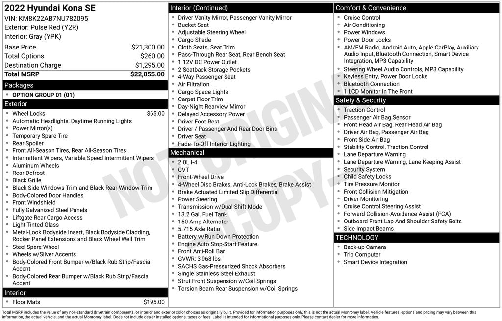 Used 2022 Hyundai Kona SE SUV