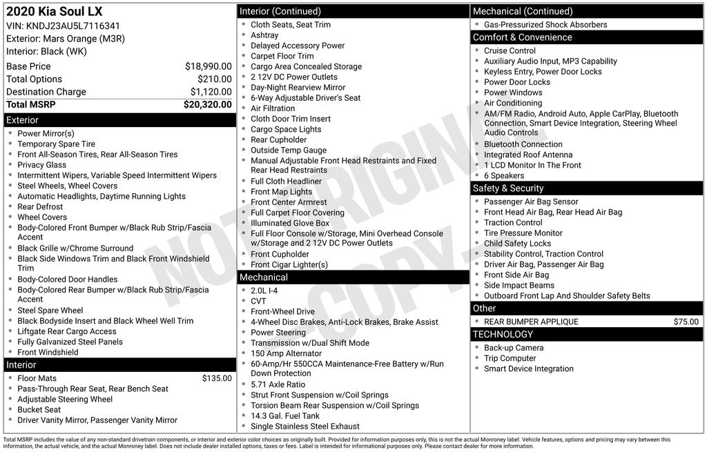 Used 2020 Kia Soul LX Hatchback