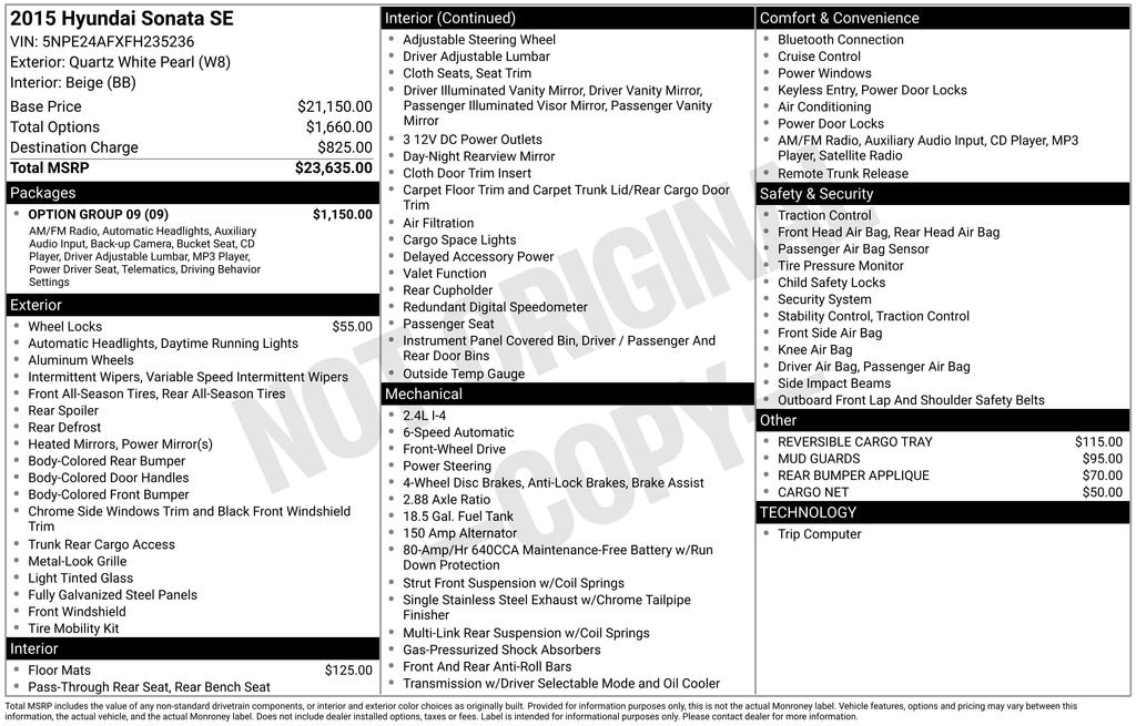 Used 2015 Hyundai Sonata SE Sedan