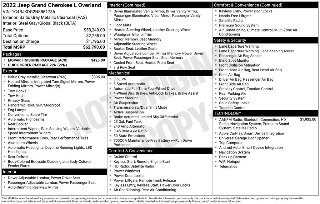 Used 2022 Jeep New Grand Cherokee Overland SUV