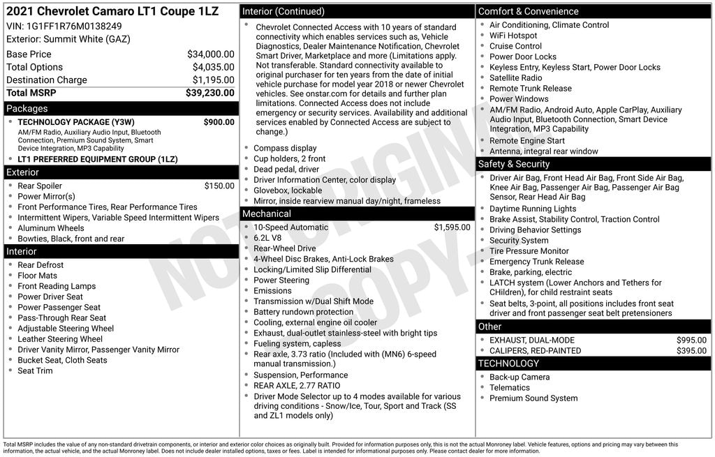 Used 2021 Chevrolet Camaro Coupe