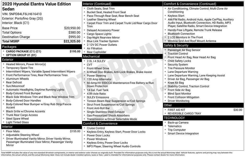 Used 2020 Hyundai Elantra Value Edition Sedan