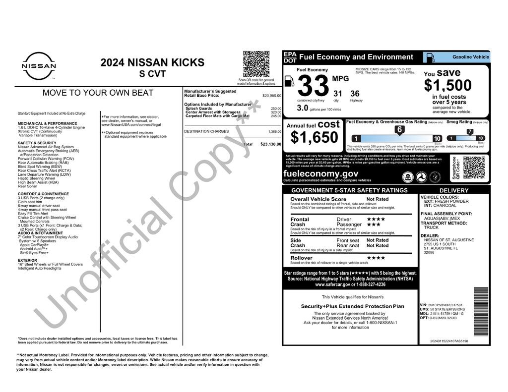 Used 2024 Nissan Kicks S SUV