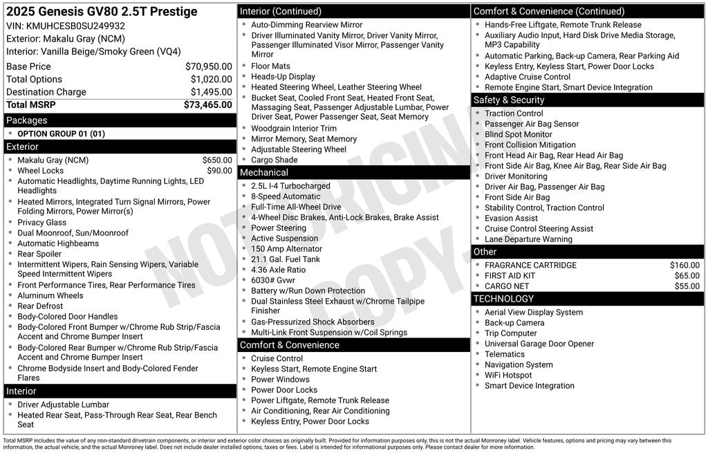 Used 2025 Genesis GV80 2.5T Prestige AWD SUV