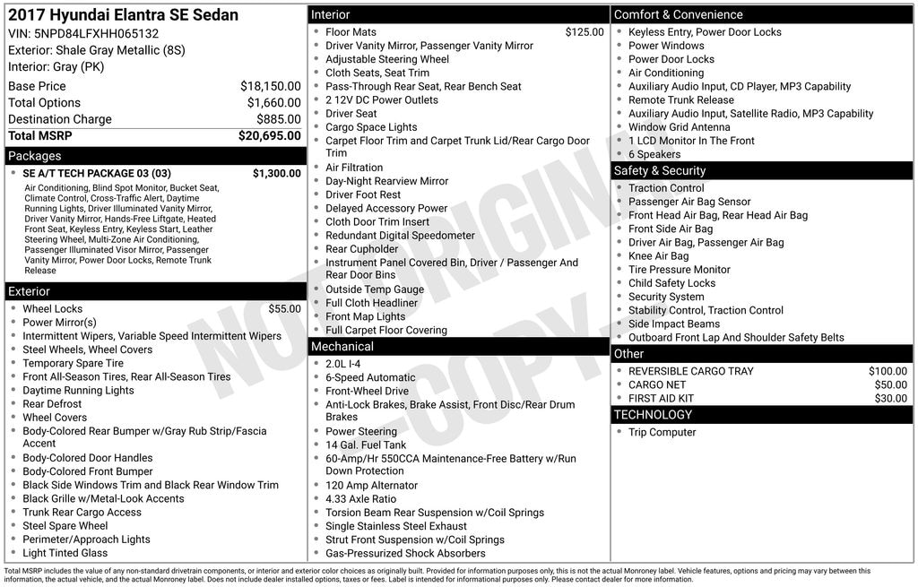 Used 2017 Hyundai Elantra SE Sedan