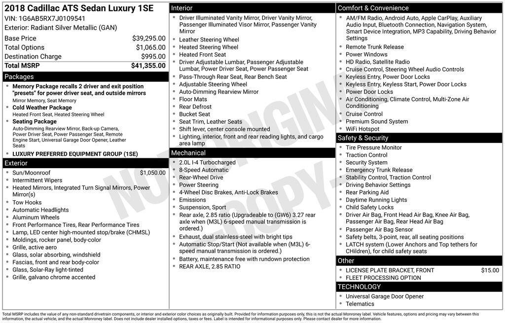 Used 2018 CADILLAC ATS 2.0L Turbo Luxury Sedan