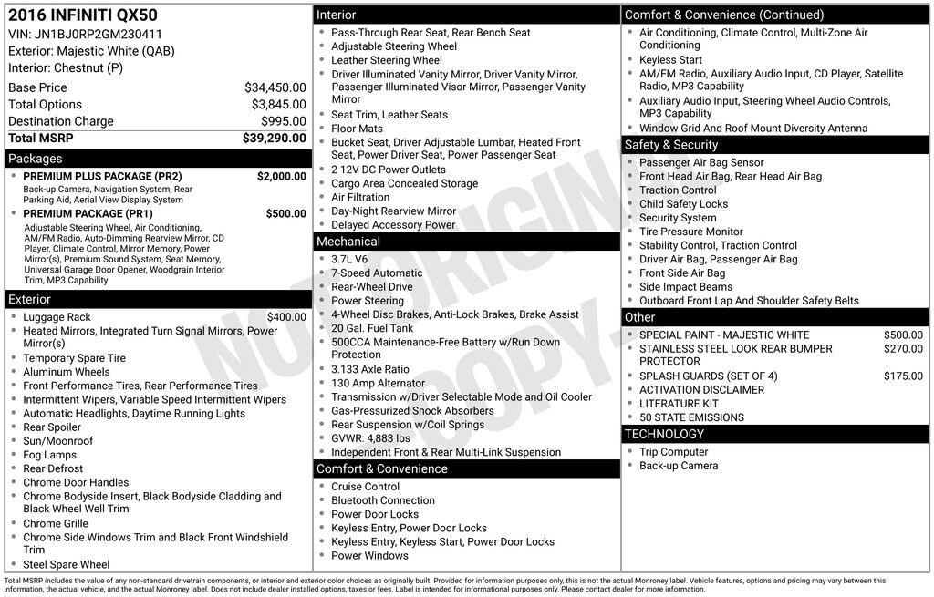 Used 2016 INFINITI QX50 3.7 SUV