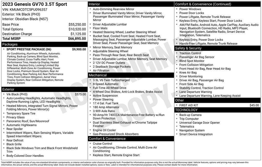 Used 2023 Genesis GV70 3.5T Sport SUV