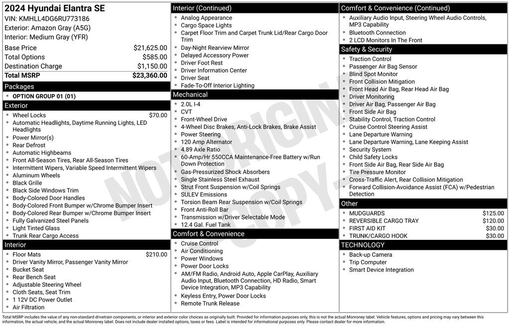 Used 2024 Hyundai Elantra SE Sedan