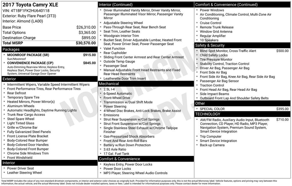 Used 2017 Toyota Camry XLE Sedan