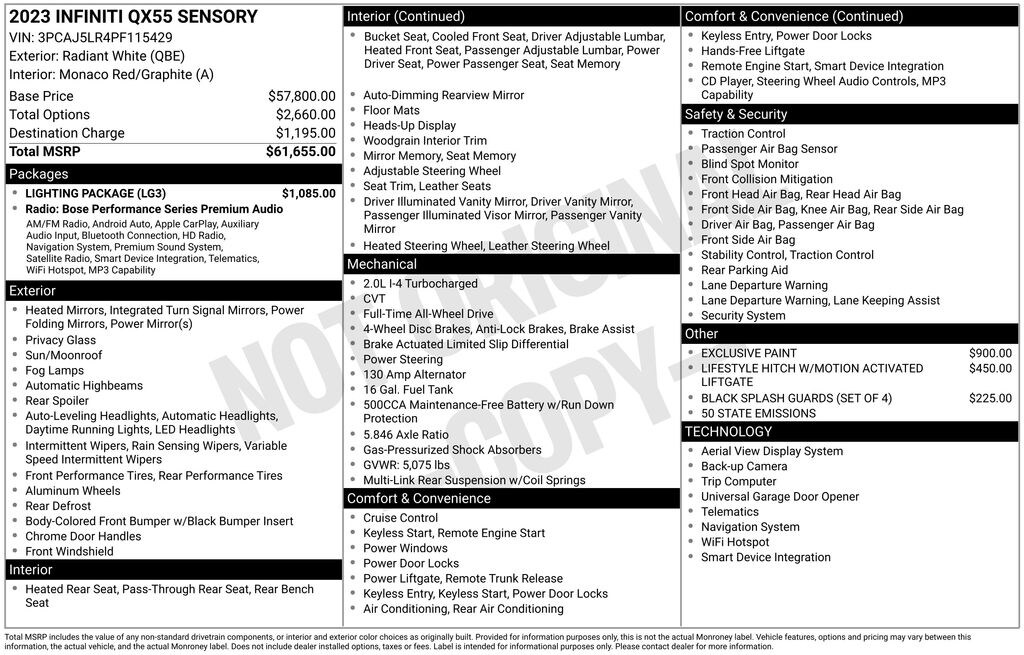 Used 2023 INFINITI QX55 SENSORY SUV