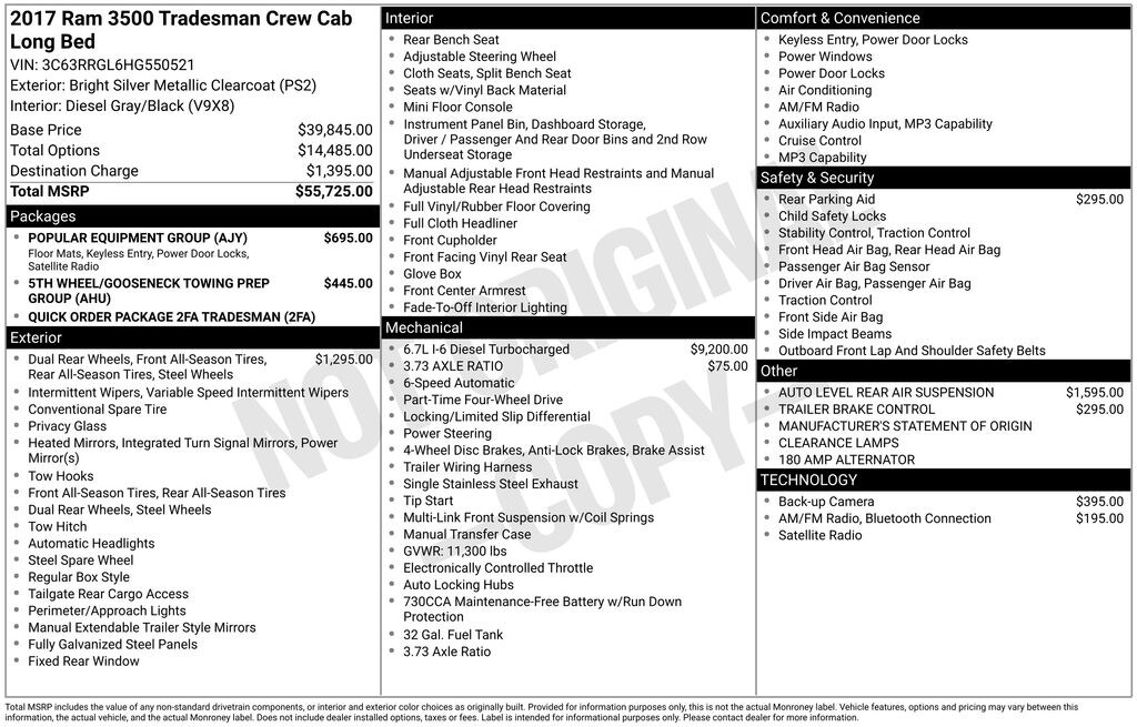 Used 2017 Ram 3500 Tradesman Truck Crew Cab