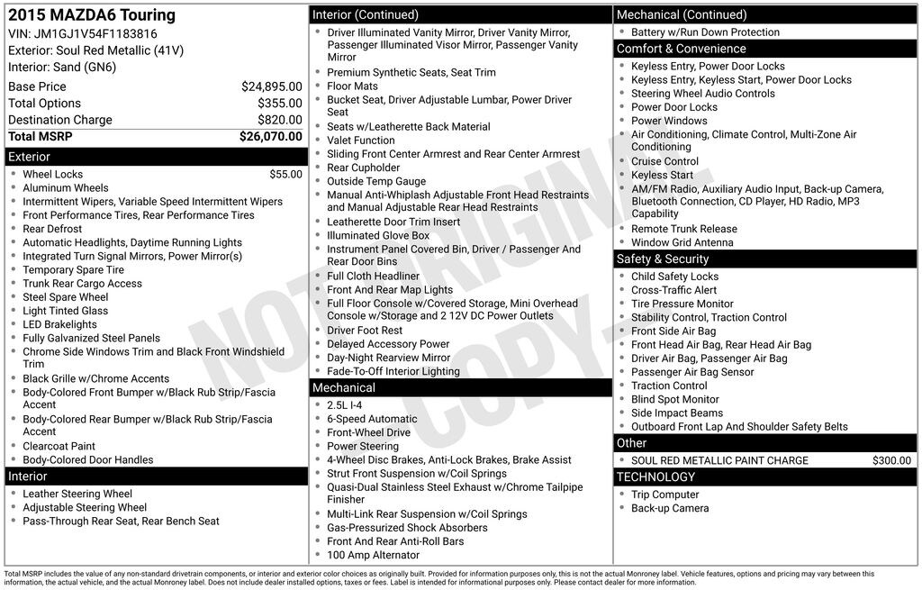 Used 2015 Mazda Mazda6 i Touring Sedan