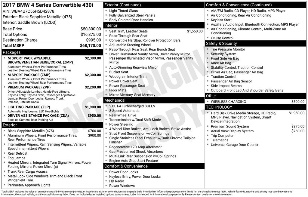 Used 2017 BMW 430i w/ SULEV Convertible