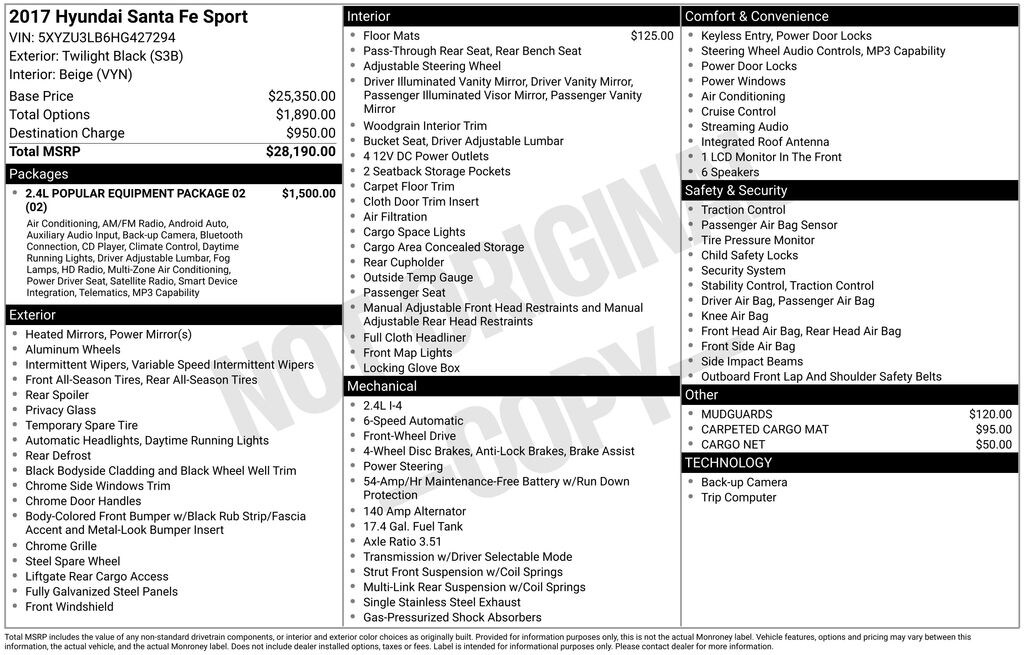 Used 2017 Hyundai Santa Fe Sport 2.4L SUV