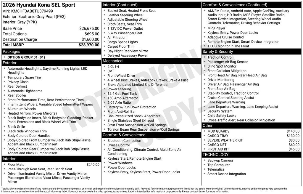 Used 2026 Hyundai Kona SEL Sport SUV