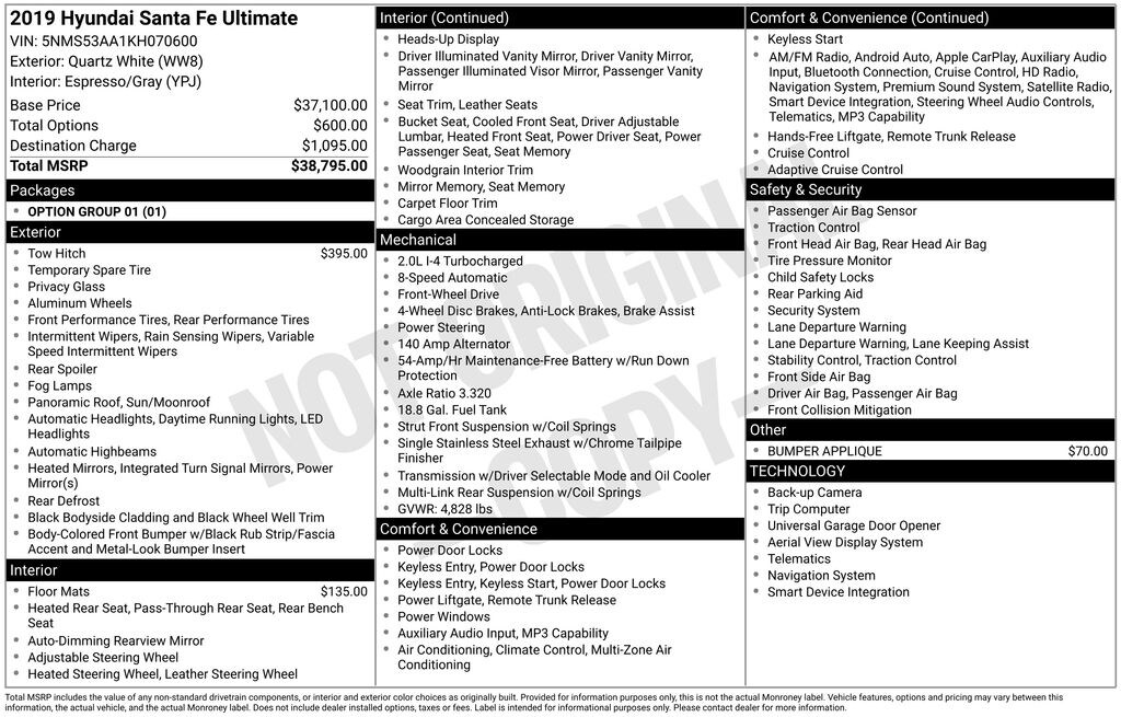 Used 2019 Hyundai Santa Fe Ultimate 2.0T SUV