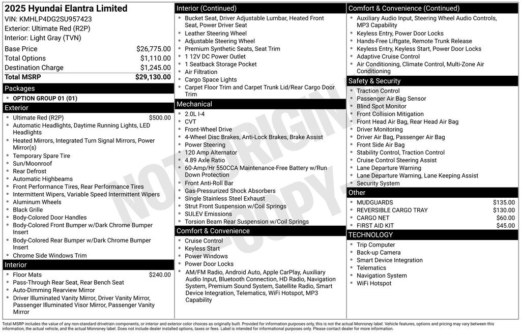 Used 2025 Hyundai Elantra Limited Sedan