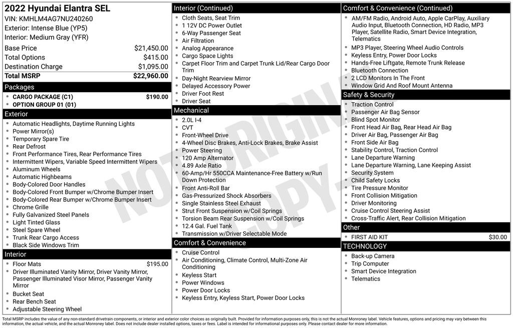 Certified 2022 Hyundai Elantra SEL Sedan
