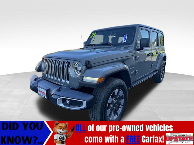 Used 2021 Jeep Wrangler Unlimited Sahara with VIN 1C4HJXEG4MW606371 for sale in Attica, NY