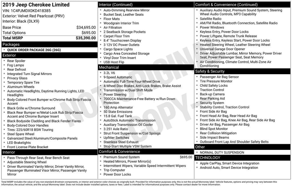 Used 2019 Jeep Cherokee Limited SUV