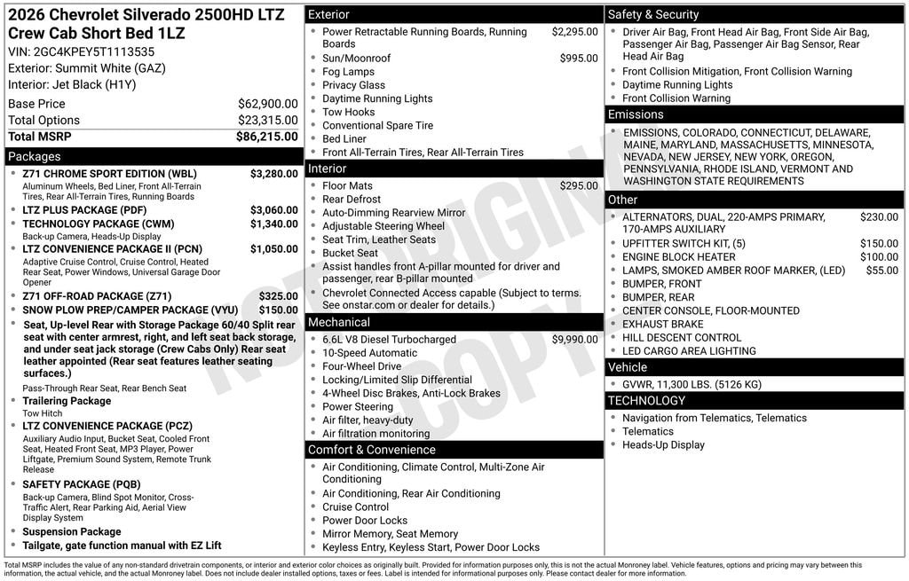 New 2026 Chevrolet Silverado 2500 HD LTZ Truck