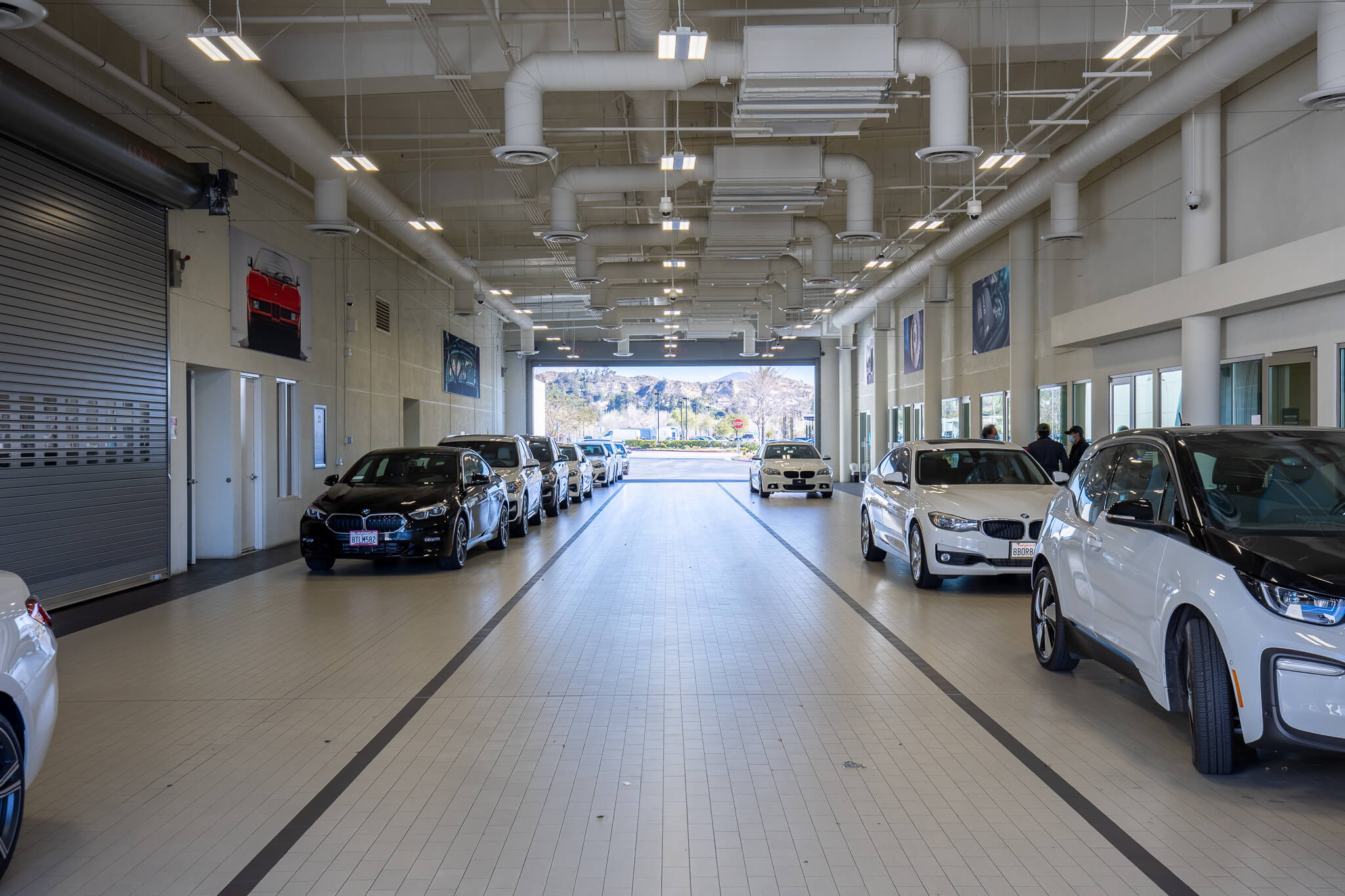Interior view of service center drive-thru at Valencia BMW