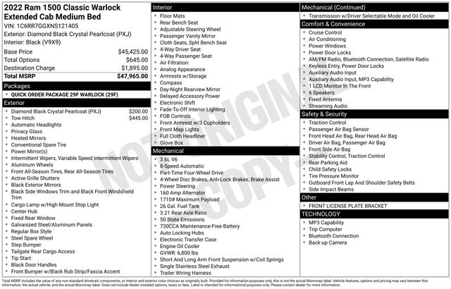 2022 RAM 1500 Classic Warlock 4x4 Quad Cab 6'4's photo