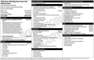 new 2026 Ram 2500 Big Horn Pickup for sale Mystic CT