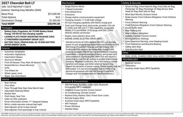 2027 Chevrolet Bolt EV LT Auto's photo