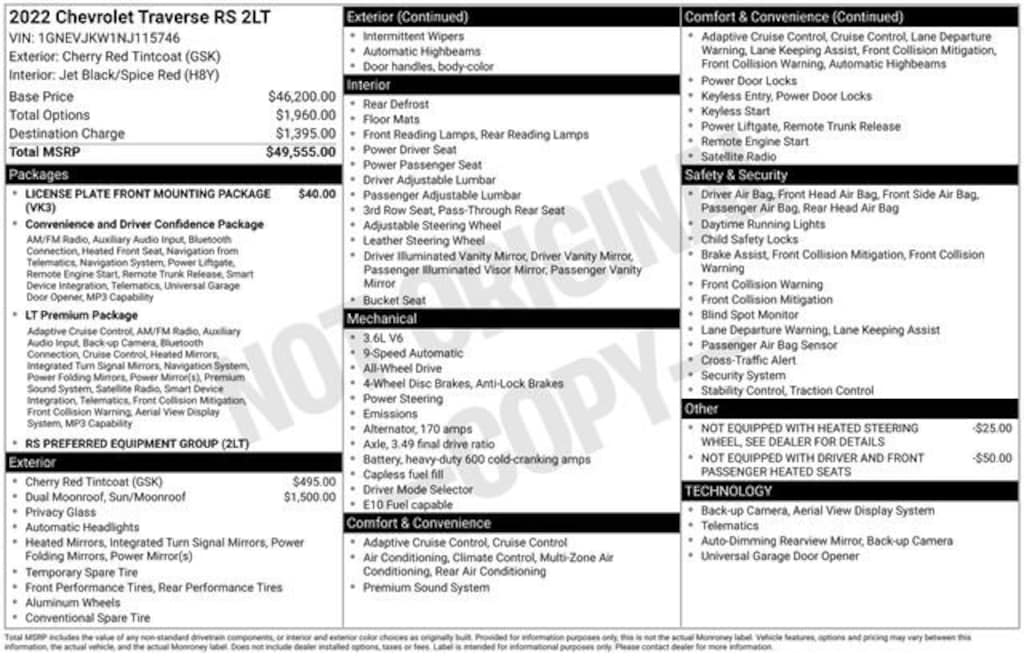 Used 2022 Chevrolet Traverse RS SUV