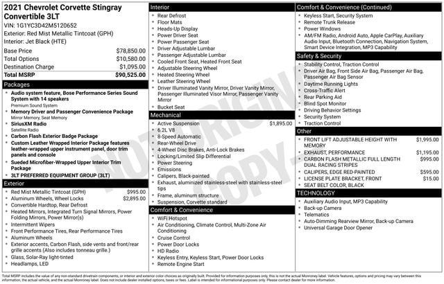 2021 Chevrolet Corvette Stingray Convertible 3LT's photo
