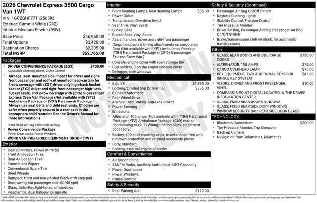 2026 Chevrolet Express 3500 Extended Work Van's photo