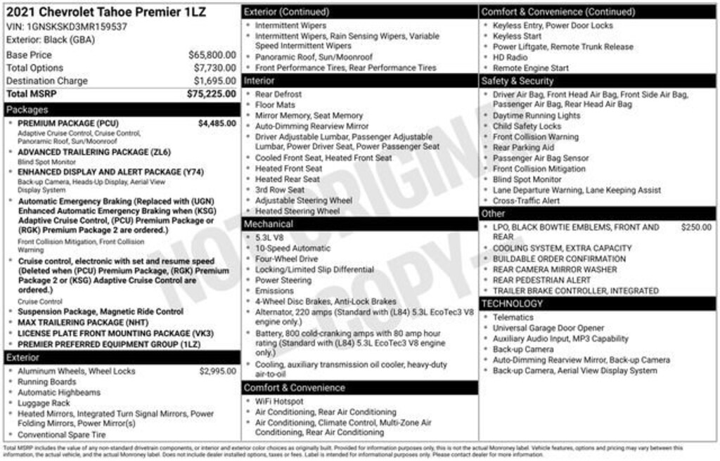 Used 2021 Chevrolet Tahoe Premier SUV