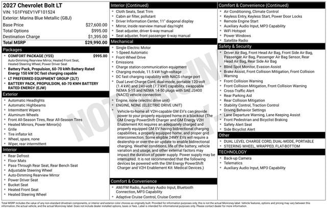 2027 Chevrolet Bolt EV LT Auto's photo