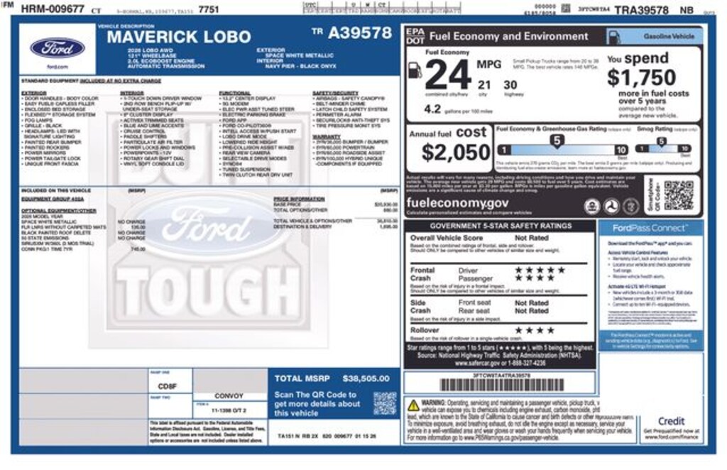 New 2026 Ford Maverick Lobo Standard Truck SuperCrew