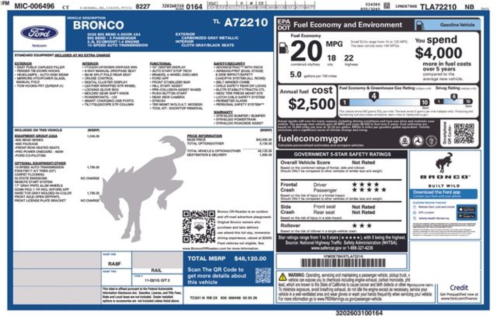 New 2026 Ford Bronco Big Bend SUV