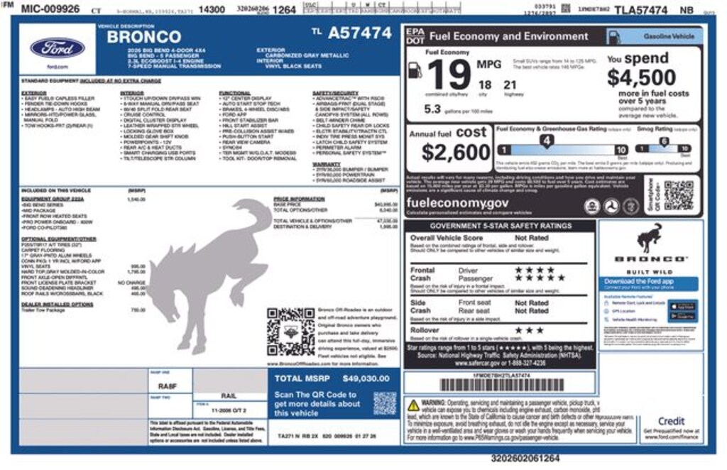 New 2026 Ford Bronco Big Bend SUV