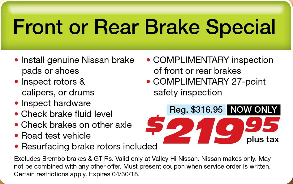 Nissan Service \u0026 Repair Specials in Victorville, CA  Valley Hi Nissan  Serving Hesperia and 