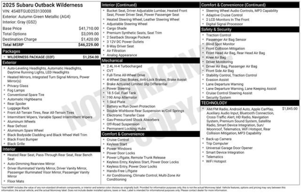 Used 2025 Subaru Outback Wilderness
