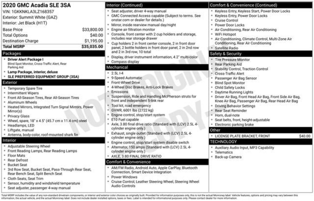 Used 2020 GMC Acadia SLE SUV