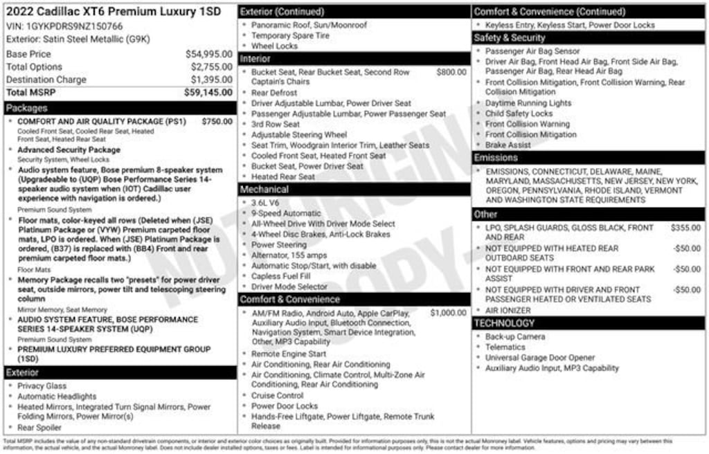 Used 2022 CADILLAC XT6 Premium Luxury SUV