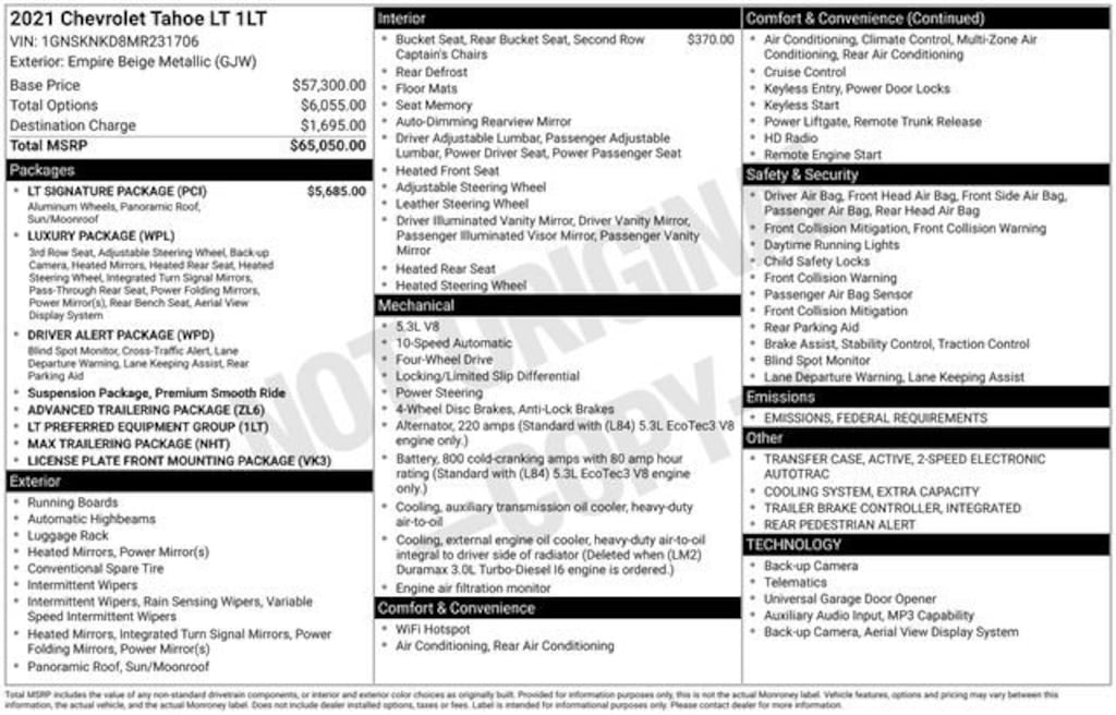 Used 2021 Chevrolet Tahoe LT SUV