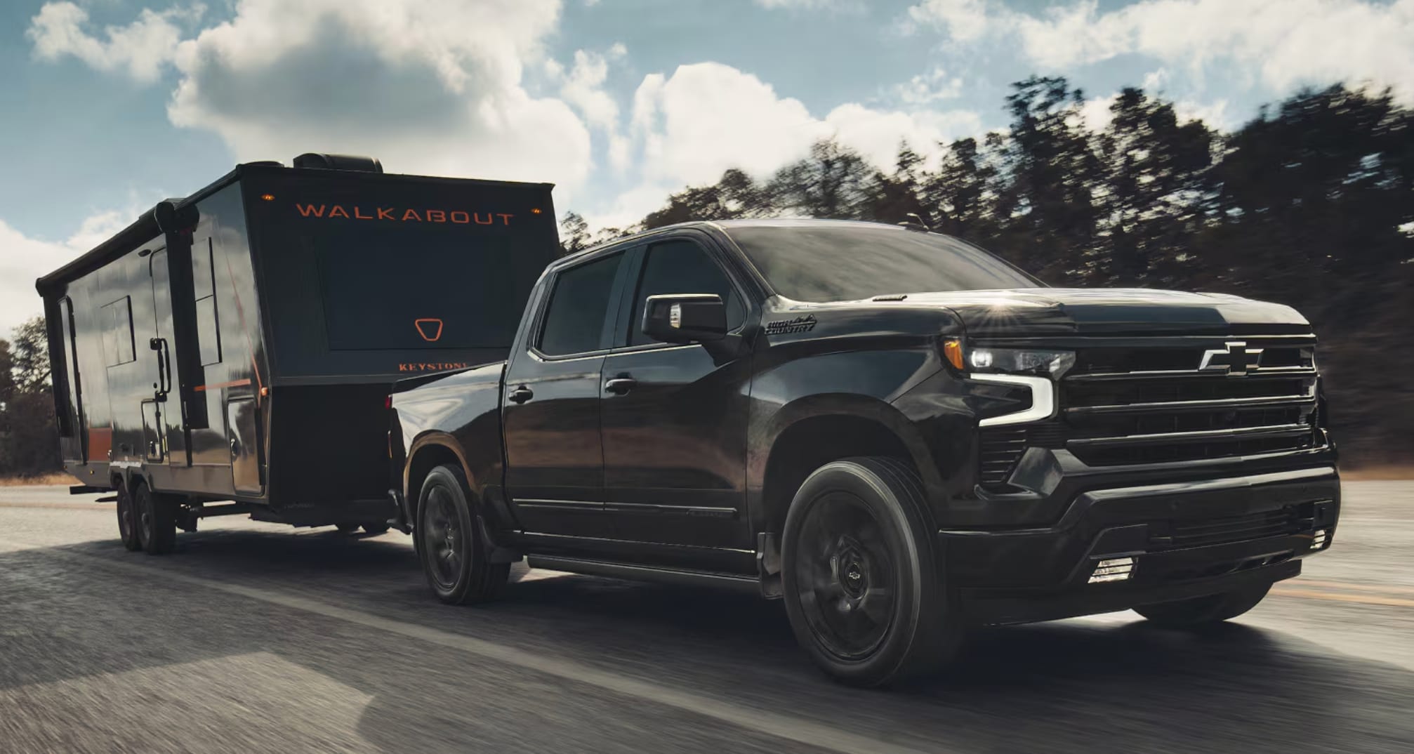2026 Chevy Silverado towing a trailer in Blairsville, GA