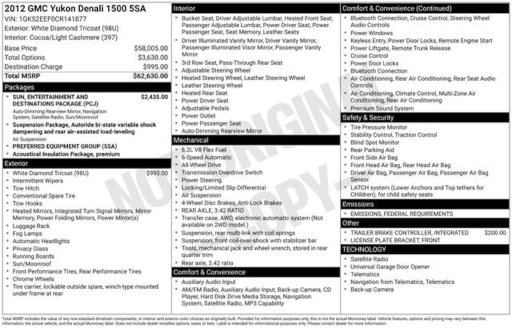 Used 2012 GMC Yukon Denali SUV